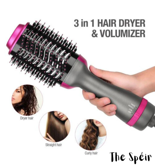 One Step Hot Air Brush - 3 in 1 (Hair dryer + Curler + Straightener)