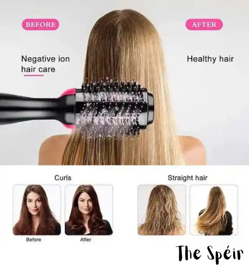 One Step Hot Air Brush - 3 in 1 (Hair dryer + Curler + Straightener)